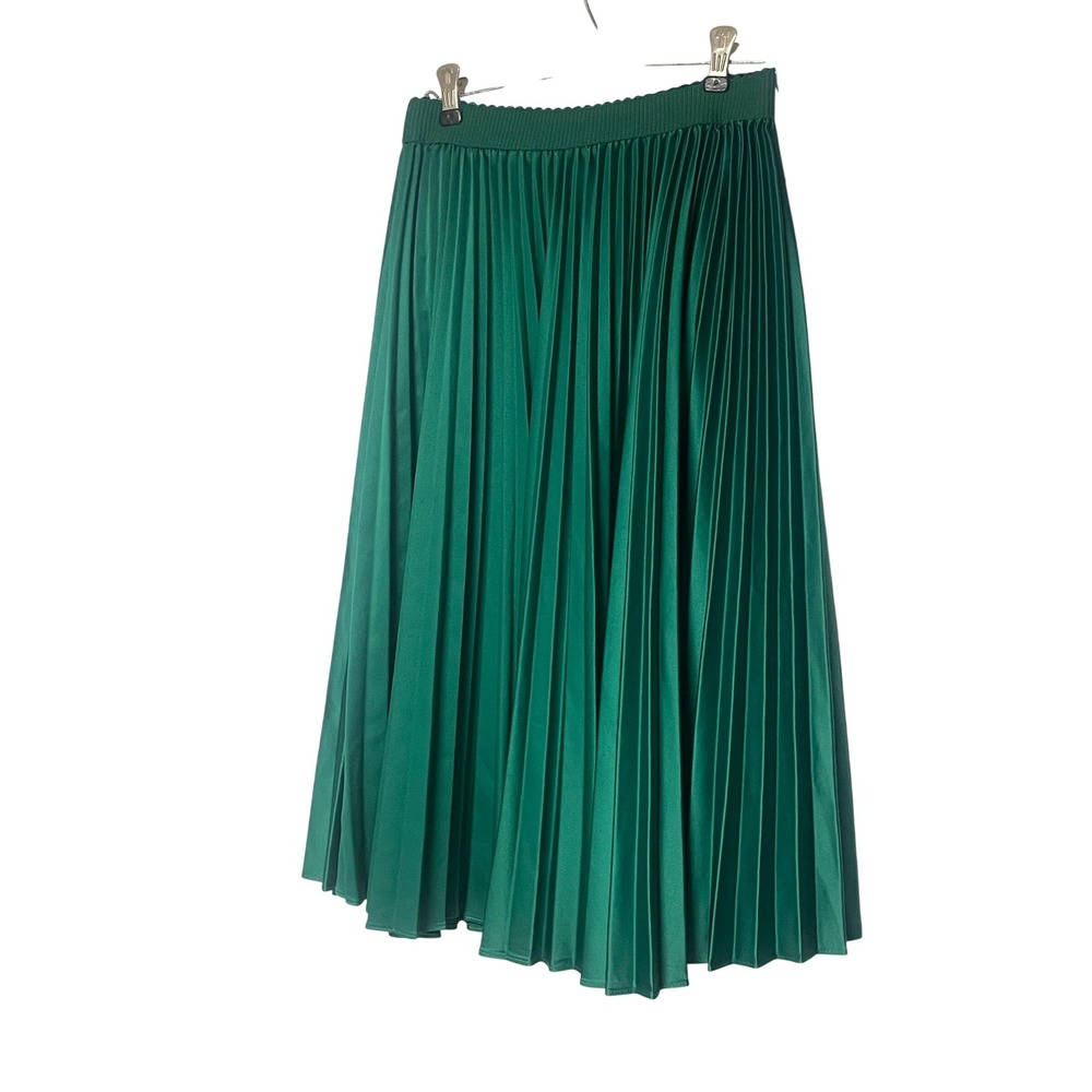 Outrageous Fortune Full Pleated Green Midi Skirt Women's 4